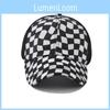 Womens Baseball Cap With Black And White Grid Splicing Breathable Mesh Design For Outdoor Sun Protection