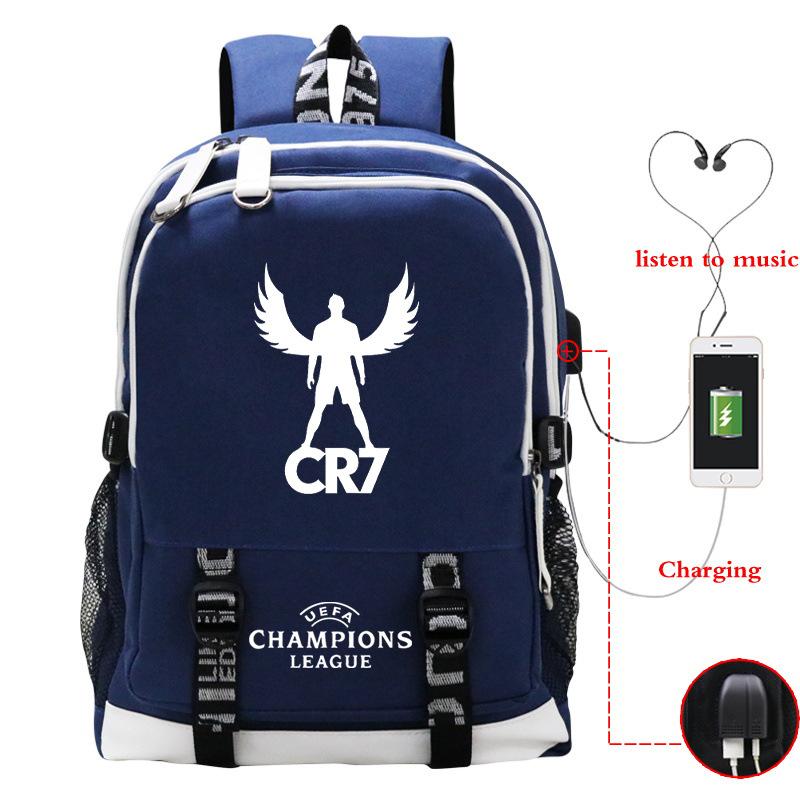 Football Player C Luo'S Peripheral Printed Primary And Secondary School Students Backpack Large-Capacity Leisure Travel Bag