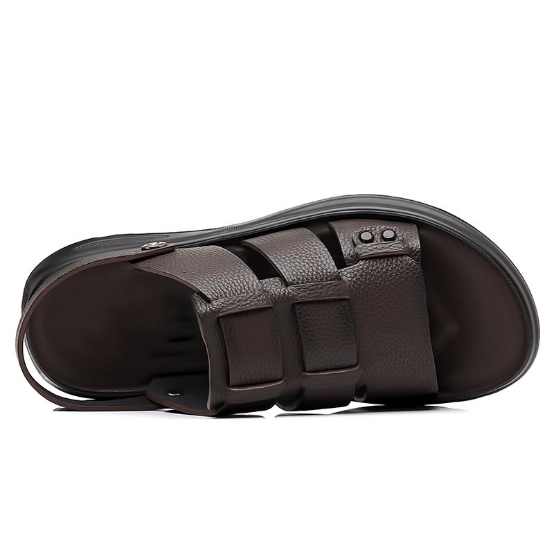 TUINANLE Non Slip Soft Breathable Mens Summer Sandals Casual Fashion Versatile Plus Size Leather Flat Slip On Sandals for Men