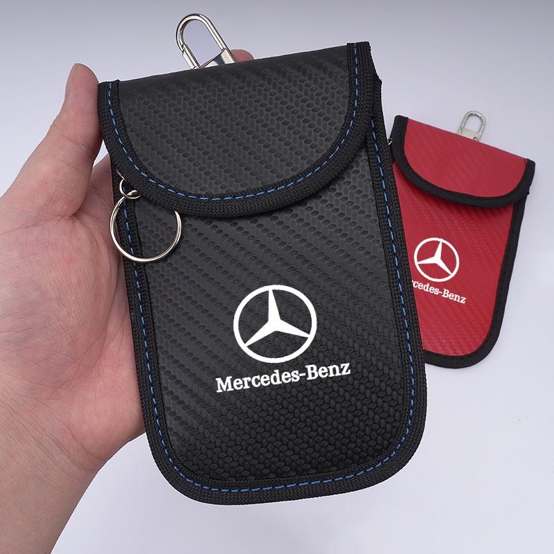 Leather Car Key Case Signal Blocker Bag Shielding Pocket For Mercedes Benz W212 W213 W205 W177 W247 W176 CLS MR8