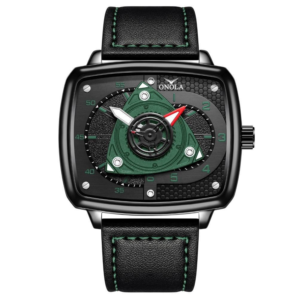 Herren Tonneau Quarz Armbanduhr Lederarmband Wasserdicht Mode Sport Herrenuhr