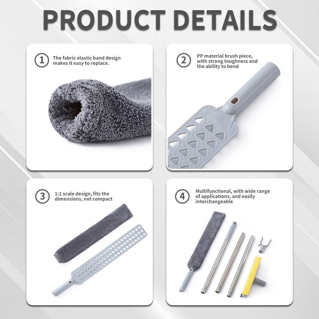 This Extended, Connectable Duster Is A Handy Tool For Cleaning Gaps And Crevices, Perfect For Home Use And Cleaning Under Beds.