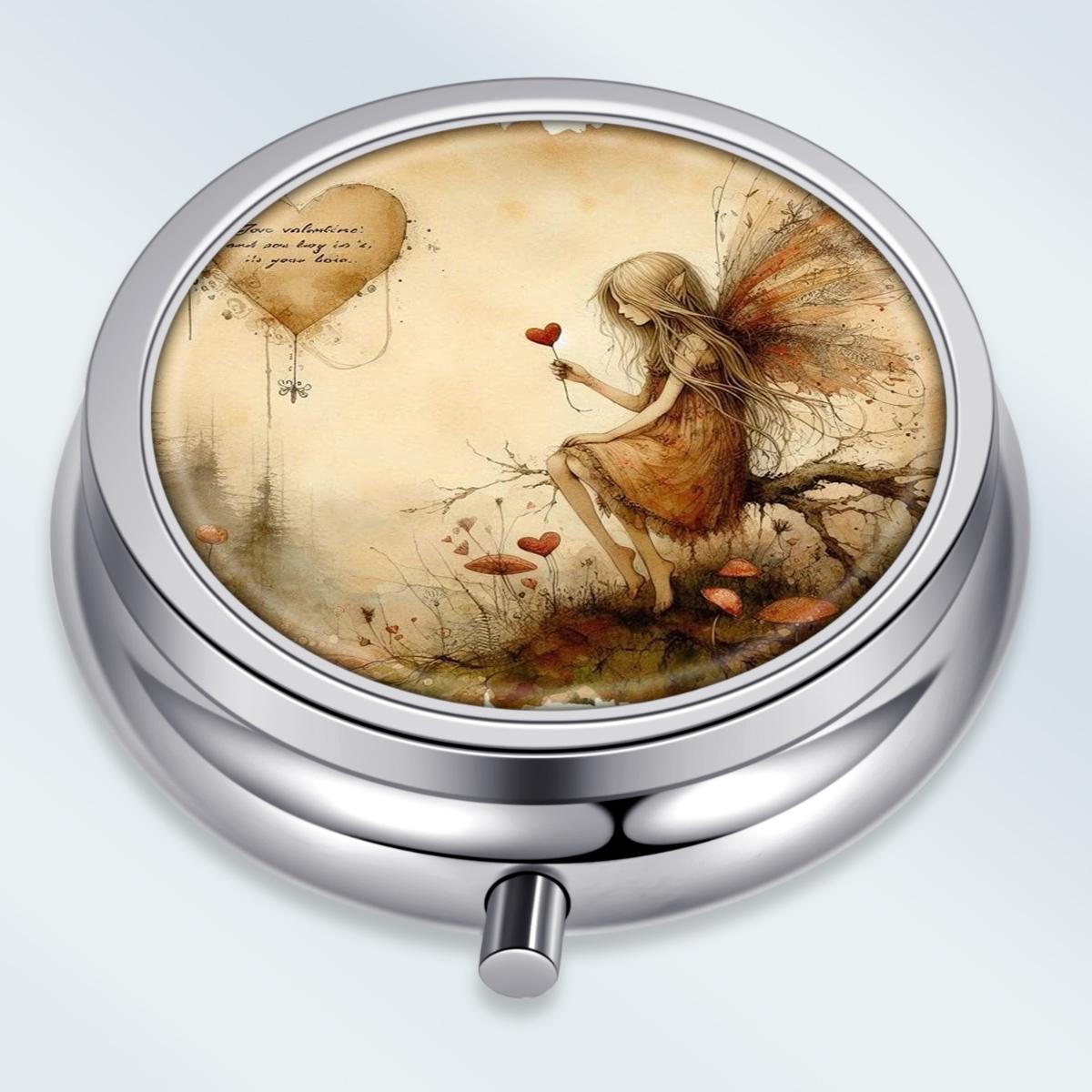 

Portable Pill Box with 3 Compartments, Mini Metal Medicine Organizer Case, Cute Printed Pill Container for Vitamins, Pills, Jewelry, Travel, Daily Use різнокольоровий