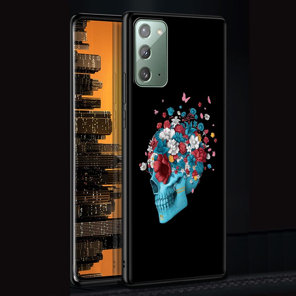 

Чехол Flower Skull для Samsung Galaxy Note 20 Ultra 10 Lite 9 8 A12 A52 A51 S20 FE A50 A71 A21s черный мягкий чехол для телефона Samsung S20 FE