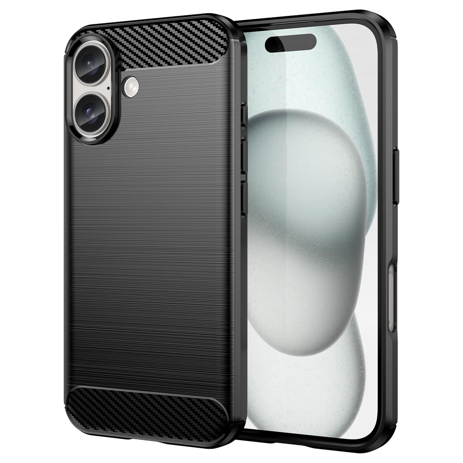 

Чохол для iPhone 16 з матового м якого ТПУ, текстура вуглецевого волокна