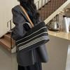 New niche naval striped canvas large shopping bag tote bag shoulder handbag women's bag
