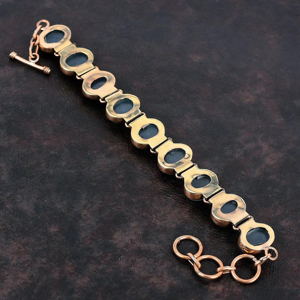 Aquamarin Armband Kupferarmband Verstellbares Kettenarmband Handgefertigtes Armband Edelstein Kupferschmuck Zierliches Armband Jubiläumsgeschenke