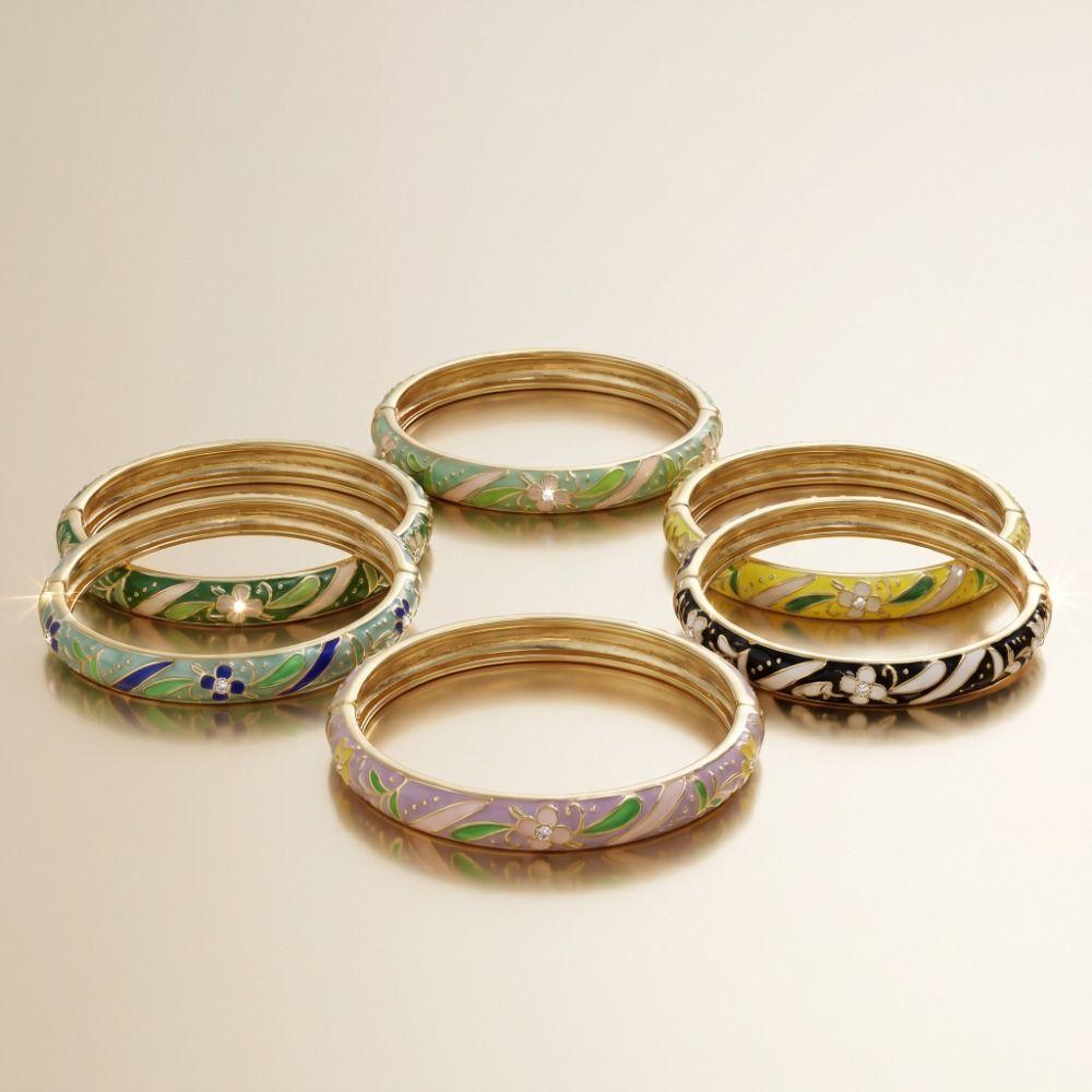 Dainty Enamel Cloisonne Bracelet Retro Rhinestone Inlay Oil Dipping Cuff  Elegant