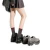 Goth Babes Rock Dark Punk Round Head Heightening Versatile Lace-up Platform Muffin Shoes Subcultural Small Leather Shoes