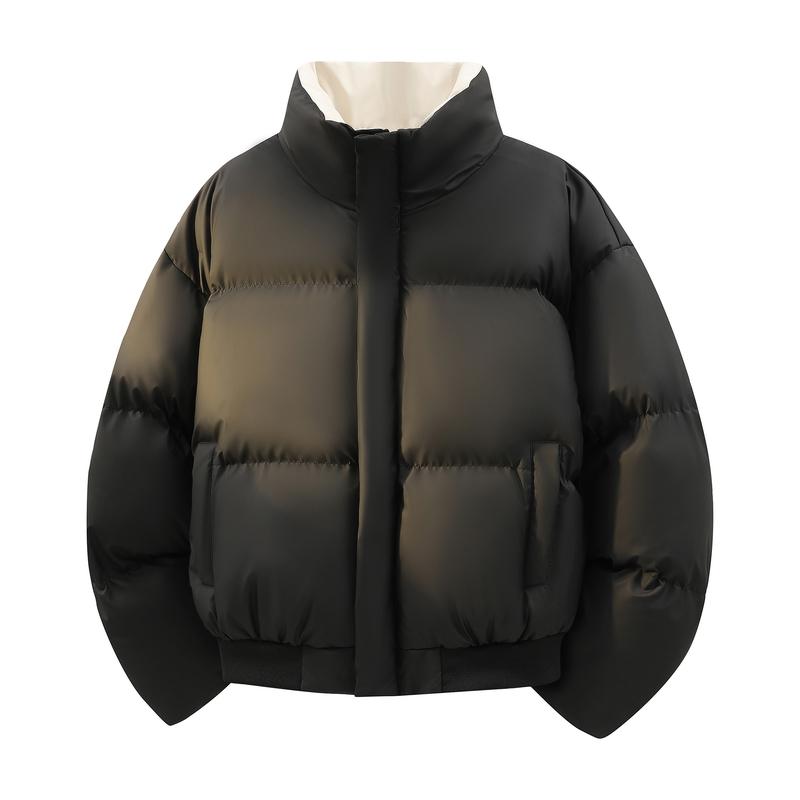 

Winter PU Leather Cotton Jacket Men s Stand Up Collar Bread Jacket Pie Overcomes The Cold with Added Cotton and Thick Cotton Coat for Men To Keep Warm L чорний