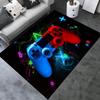 3D Neon Gaming Controller Carpet Full Coverage Rug Mat for Home Decoration Glowing Joystick Pattern Gaming Room Floor Decor