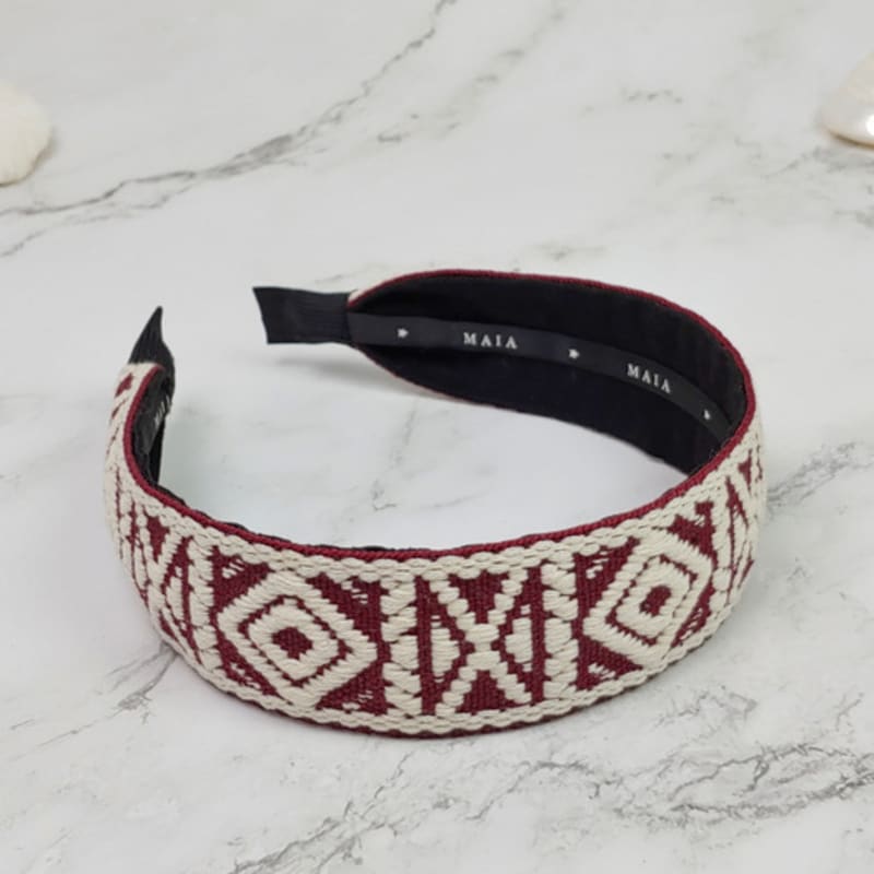 MAIA Stirnband mit geometrischem Muster - Weinrot