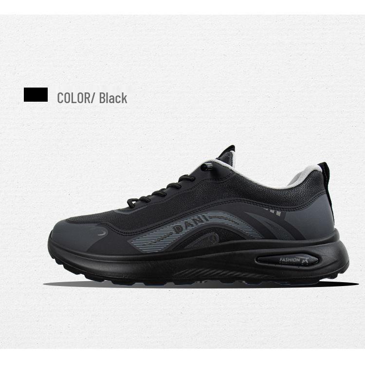 Automne/Hiver Chaussures de Course Décontractées d'Extérieur à Semelles Épaisses Noires pour Homme - Imperméables & Polyvalentes