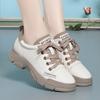 Spring Women Non-slip Soft Leather Sneaker Trekking Footwear New Thick-soled Lace-up Leisure Skateboard Sports Shoes