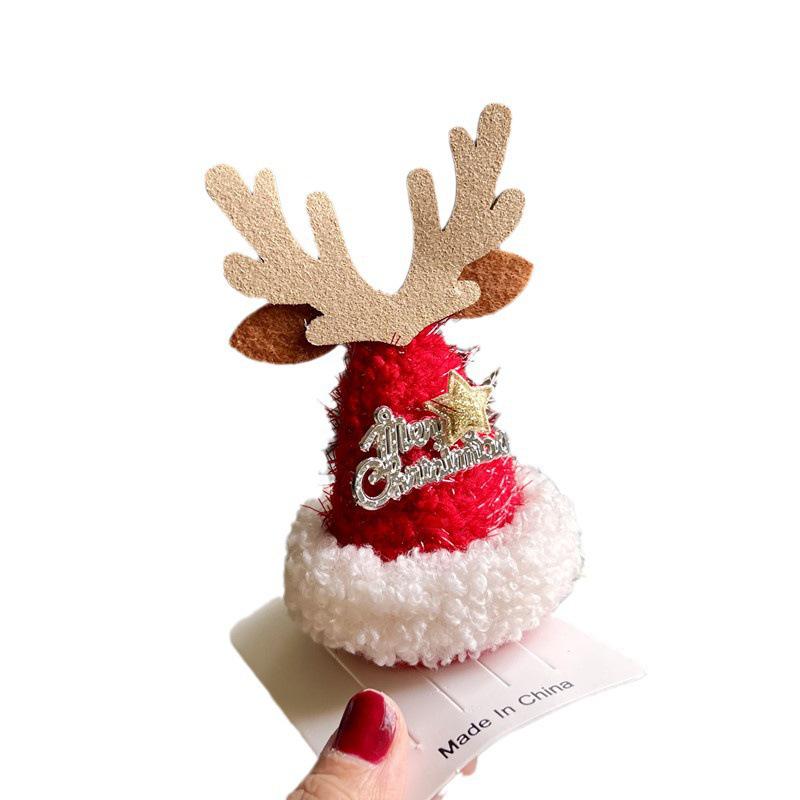 2025 Christmas Reindeer Snowflake Mini Hat Hair Clip - Cute Holiday Hair Accessories