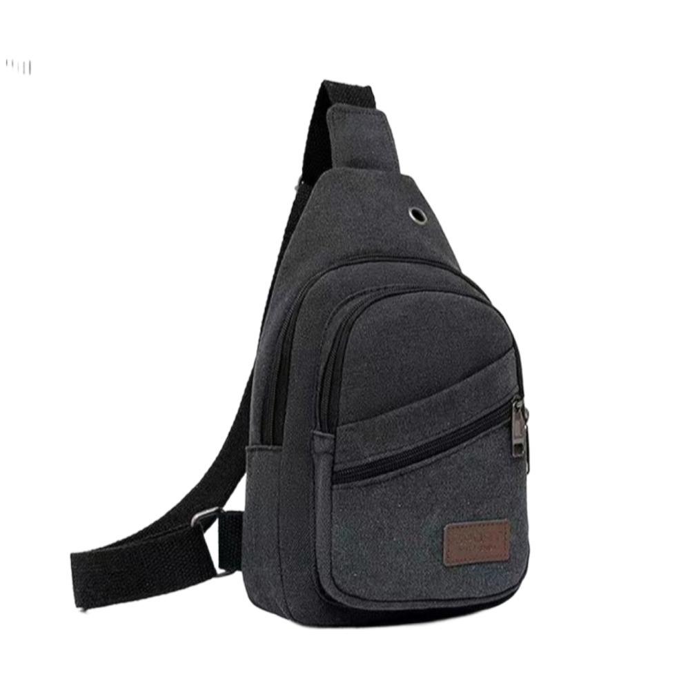 canvas Men's Chest Bag Solid Color Sports Knapsack Cool Shoulder Crossbody Bag  Outdoor