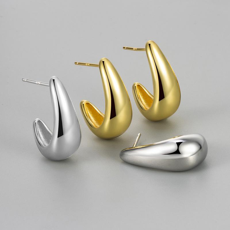 925 Sterling Silver Earrings For Women Trendy Gold Color Geometric Earring Jewelry Prevent Allergy Party Accessories Gift