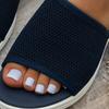 Flat Bottom Slippers Women Summer Round Head Mesh One Word Outer Wear Breathable Casual Sandal Slippers