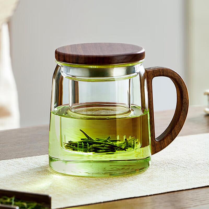 Yihucha Glass Tea Infuser Mug with Lid and Handle