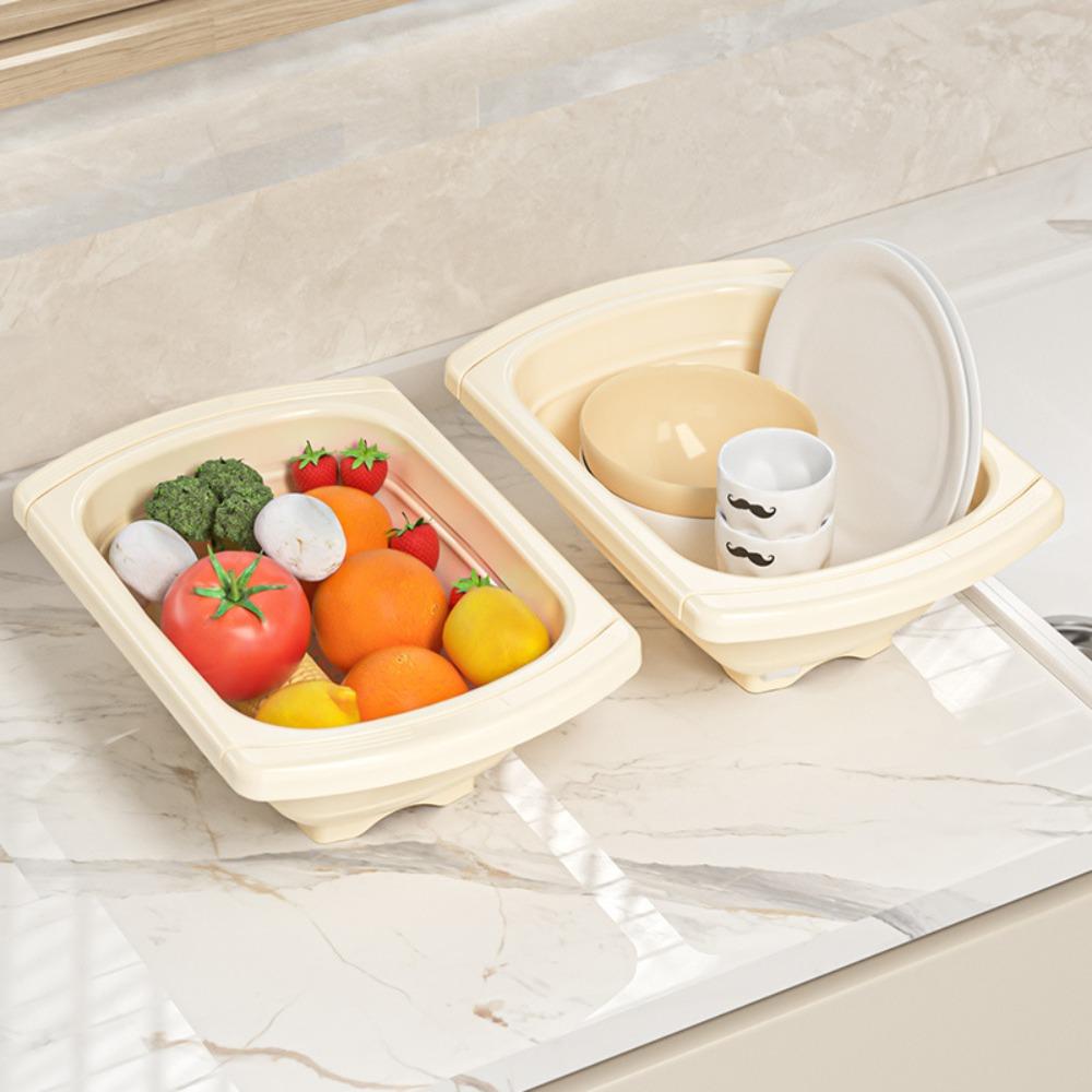 Foldable Bottom Fruit Vegetable Washing Basket Large Capacity Collapsible Colander  Tableware