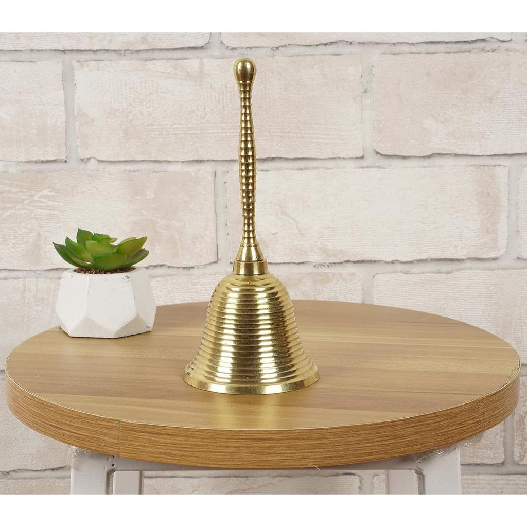 Craftvatika Brass Pooja Bell Ghanti for Mandir - Handbell for Puja Room, Home and Temple