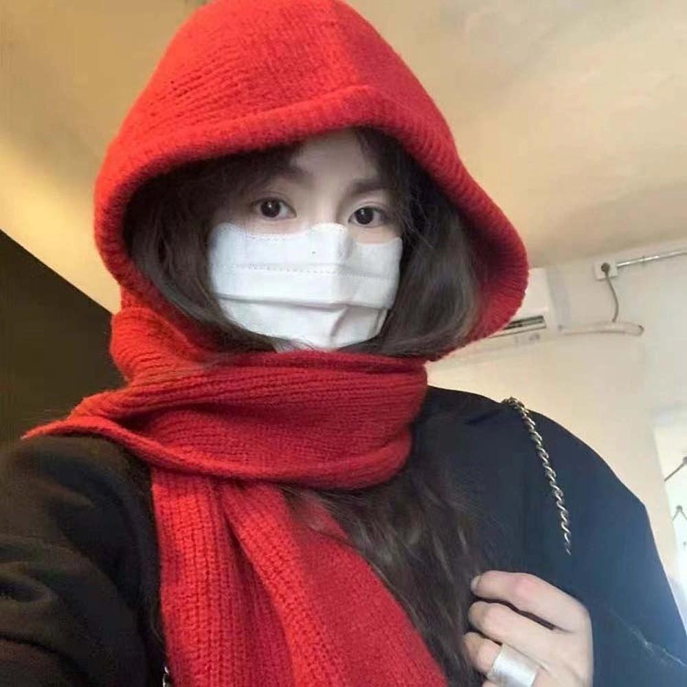 Soft Neck Collar Beanies Cap Triangular Winter Neckerchief Hat Versatile Knitted Hooded Cap  Warmer