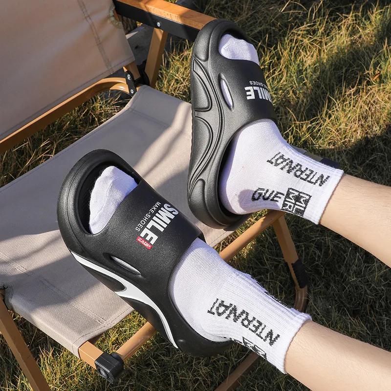 Fashion 2025Summer Men Slippers Fashion Non-Slip Wear-resistant Soft Beach Slippers Outdoor Thick Sole EVA Slippers Bathroom Flip Flops