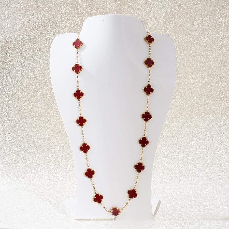 15mm Groß 20 Blume Vierblättriges Kleeblatt Halskette Damen Leichter Luxus Anhänger Damen 18K Schlüsselbeinkette