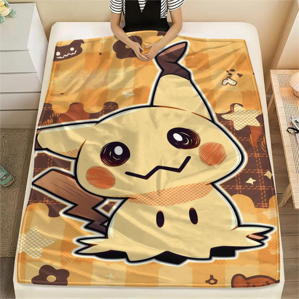 Pikachu Flannel Blanket Print Design for Bed Sofa Chair Travel and Picnic.-TING