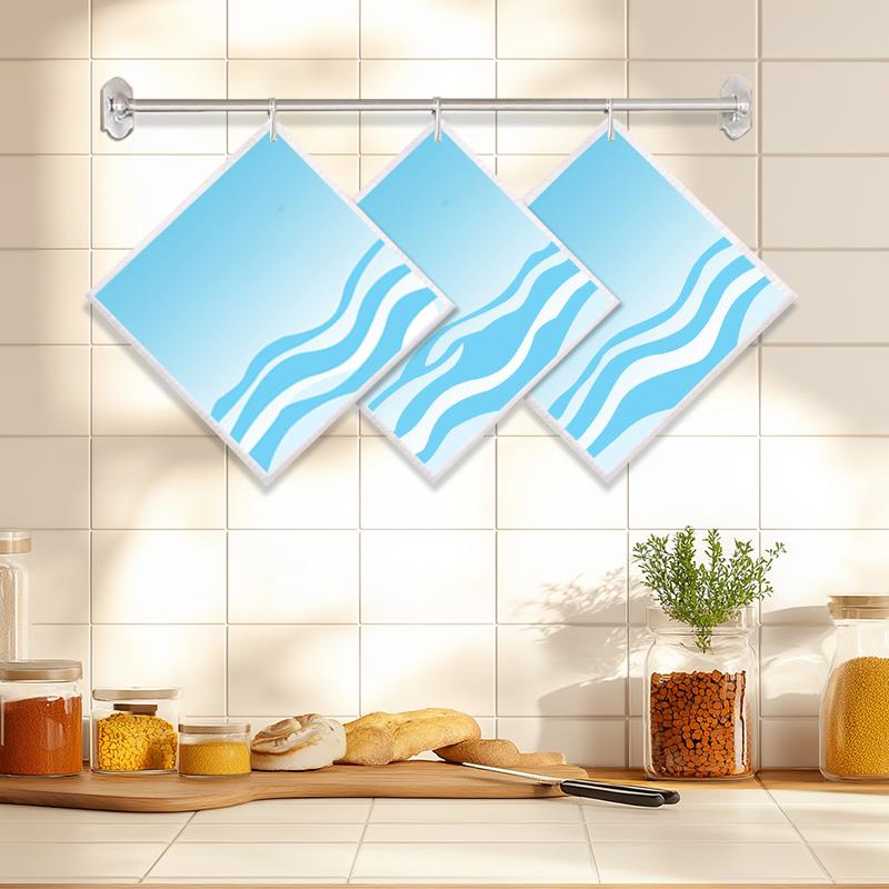 

6PCS Cleaning Dishcloths Reusable Kitchen Dish Towels Wave Pattern Dishcloth Absorbent Lint Free Cloth Washable Duster Rags Tea Towels 3 PCS