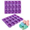New Soft Silicone Oval Soap Molds 15 Cavity Soft Candle Mould Handmade Easy Release Cake Baking Tray for Pudding Chocolate