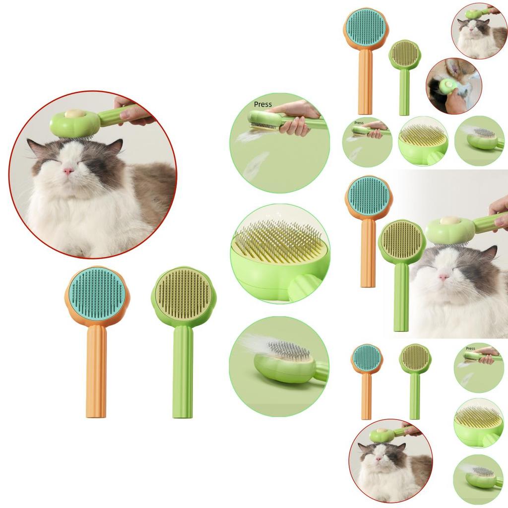 Pet Grooming Made Easy With Our Push-button Hair Removal Slicker Brush Safe And Gentle For Your Furry Friend