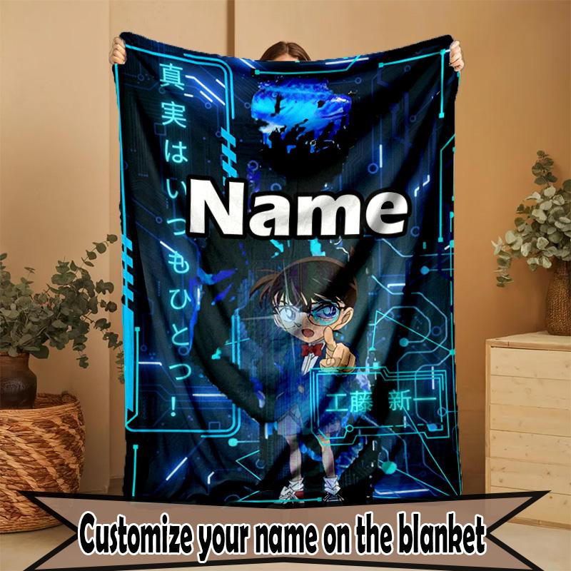 Manta Personalizada con Nombre y Estampado de Anime, Decoración del Hogar, Dormitorio, Sofá, Acampada, Sillón, Regalos para Cumpleaños Navidad