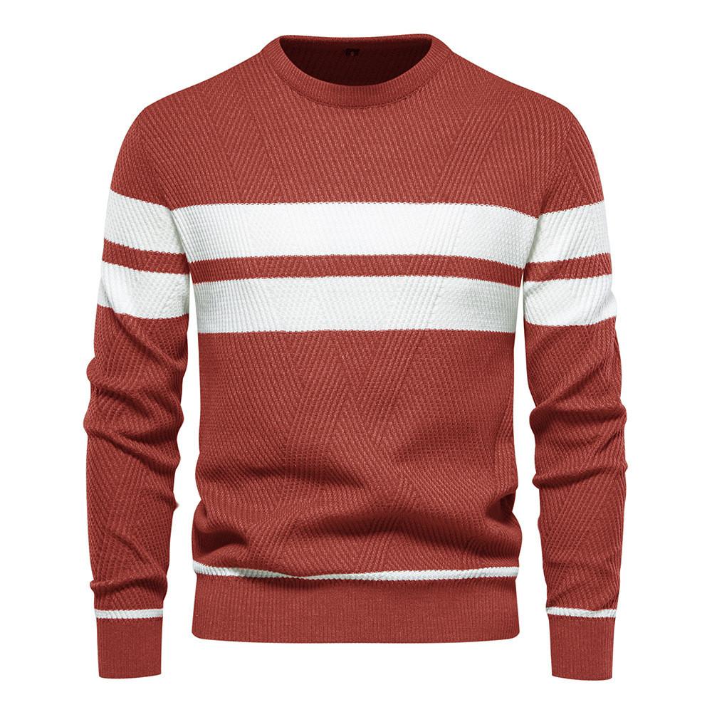 Urban Style Mens Striped Blend Pullover With High Elasticity For Casual Autumn Wear
