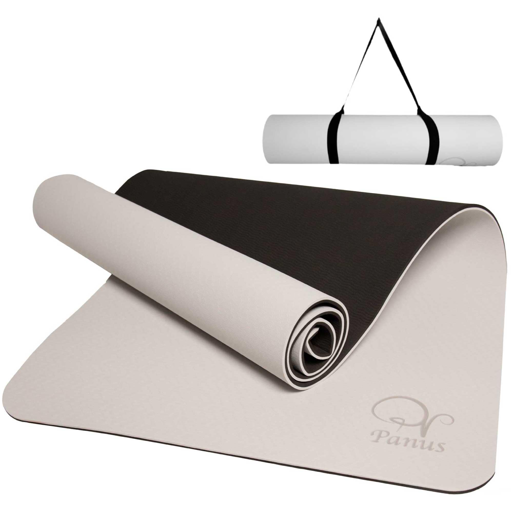

Premium TPE Yoga Mat, Thick 8mm TPE Material with Carry Strap, Panus Training Mat, Stretching Mat, Pilates Mat, Pearl Gray