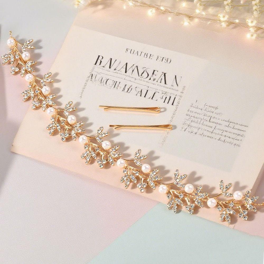 Crystal Crystal Pearl Hair Vine Shiny Wedding Headband Baroque Queen Crown  Wedding Hair Jewelry