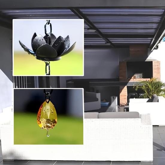 Outdoor Lotus Rain Chain Heavy Duty Metal Garden Hanging Rain Catcher Cups Outside Gutters Downspouts Replacement Decorative Rain Chain