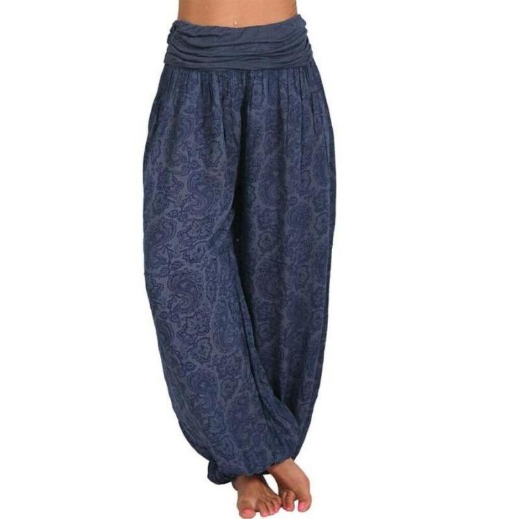 

Plus Size Womens Printed Harem Pants Casual Wide Leg Boho Yoga Baggy Hippy Trousers S королевский синий