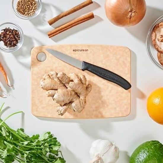 Epicurean Cutting Board Wooden S Size Natural Dishwasher Safe Boiling Water Disinfection Compatible High Durability Lightweight Thin 7.4120-X1