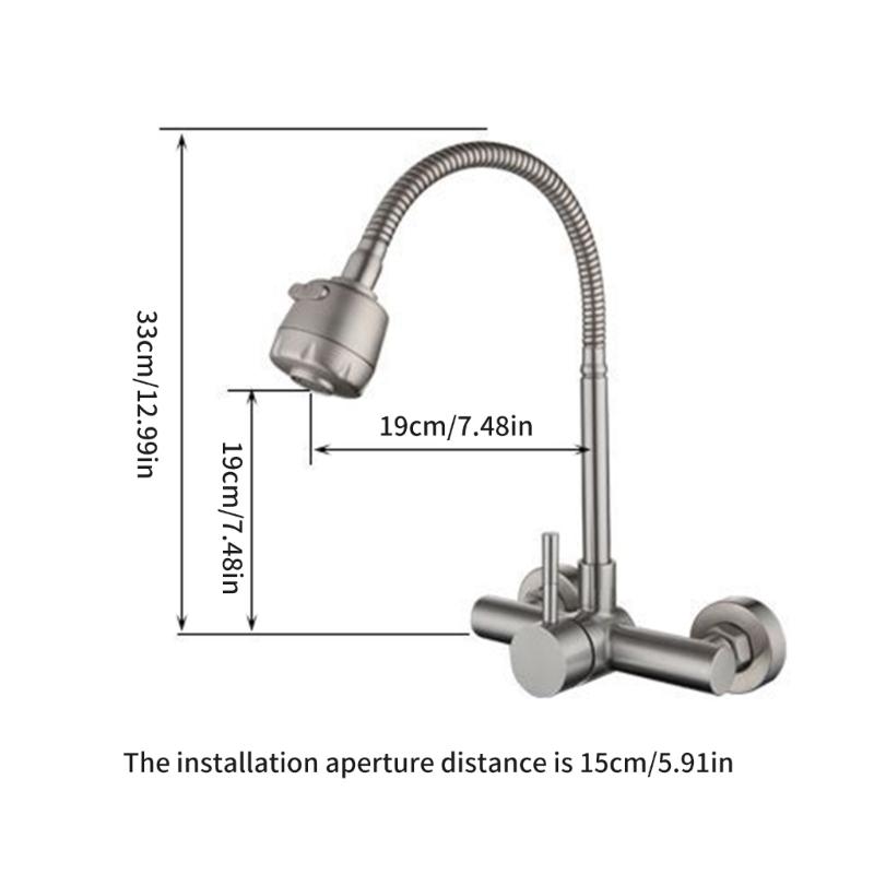 Wall Mounted Kitchen Faucet With Ceramic Cartridges Washbasin Mixing Switches 360 Degree Rotate Sprayers Faucet Enduring