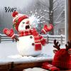 Seasonal Home Window Ornaments Christmas Snowman Static Cling, Funny Sticker, Reusable Removable Wall Decals Xmas Glass Decal for Shop Holiday