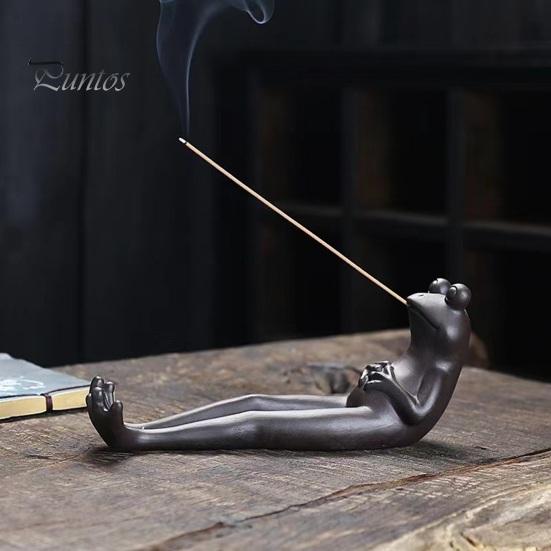 Incense Stick Holder Decorative Frog Incense Holder Incense Burner Ash Catcher for Aromatherapy Yoga Meditation Stress Anxiety Relief