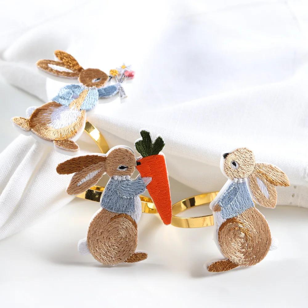 

Easter napkin ring white rabbit napkin ring wedding hotel restaurant table decoration mouth cloth ring