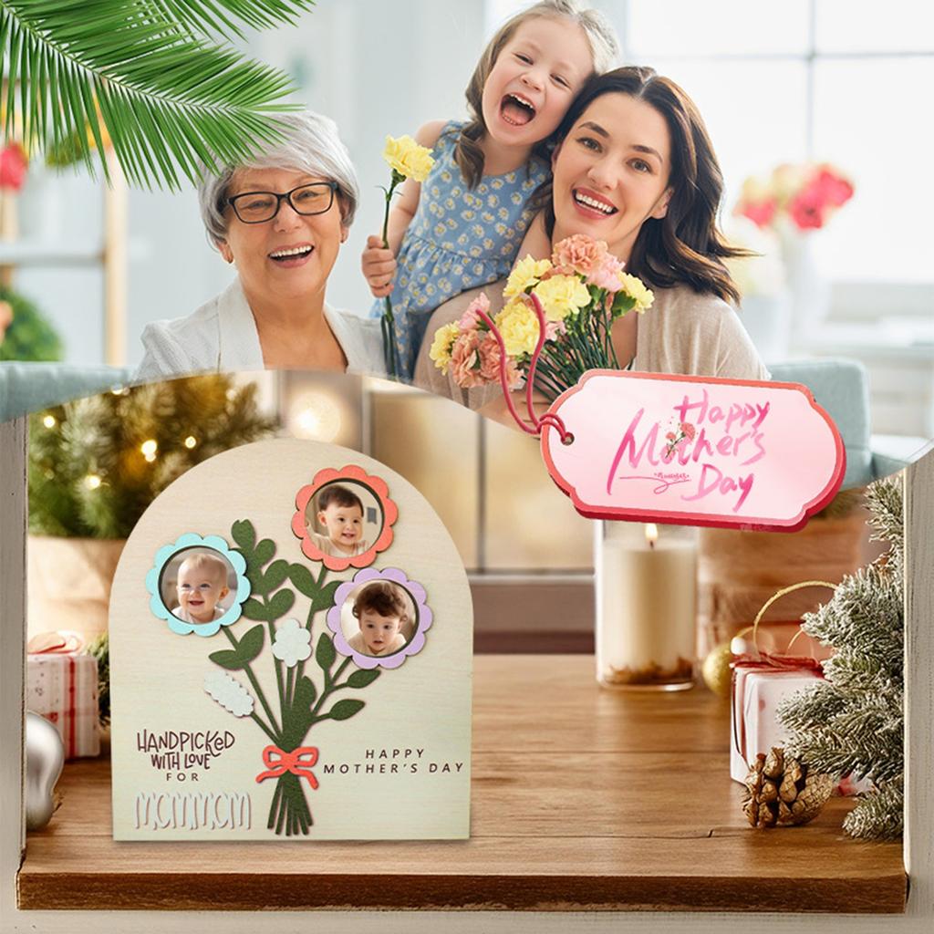 Creative Cute Wooden Gift For Mother's Day Mother's Day Bouquet Photo Label