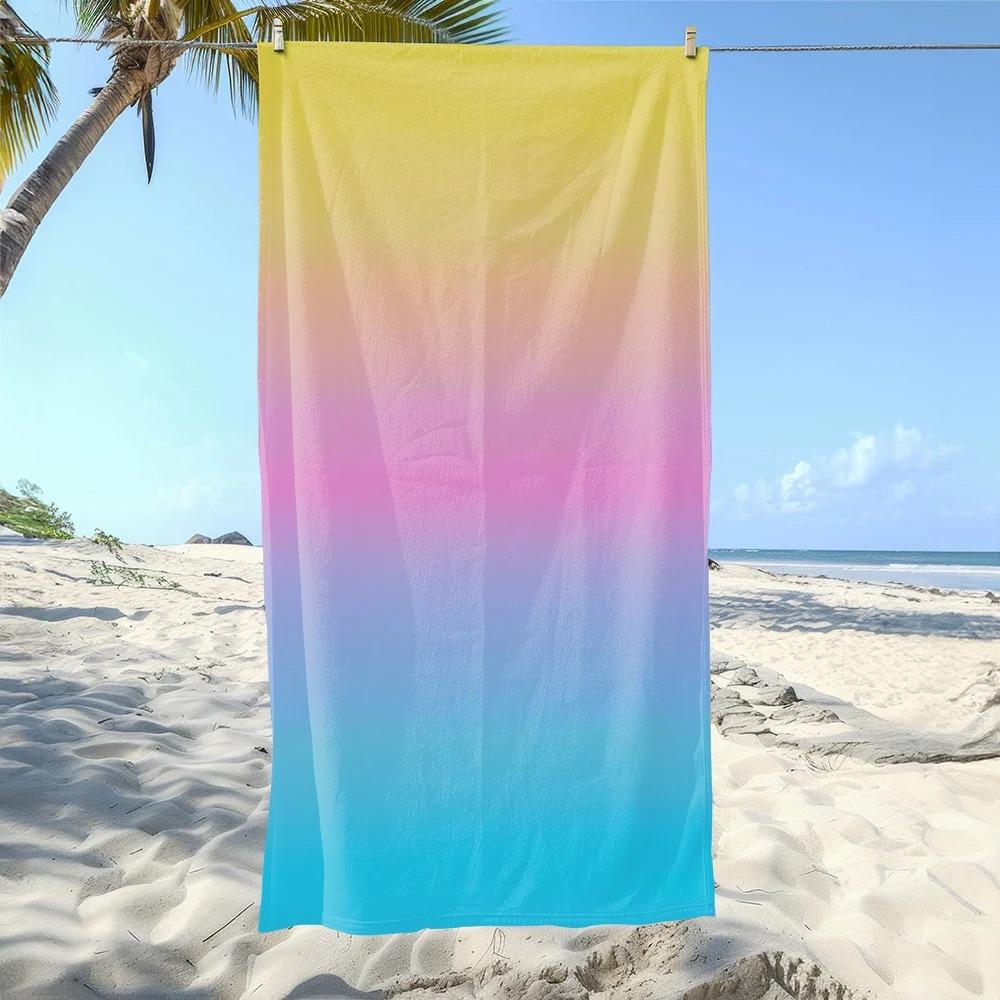 Super Beautiful Gradient Color Beach Towel, Soft And Absorbent, Essential For Camping, Swimming, And Beach Activities