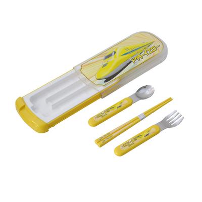 Kanack Kanarail Shinkansen Sliding Trio and Chopstick Cutlery Set for Made In Japan Doctor Yellow A Great Gift for Boys and Perfect for School and