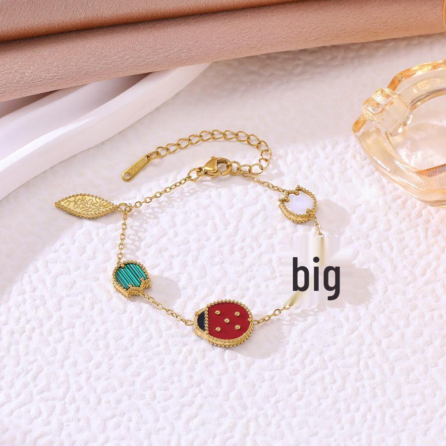 Luxury Multi-Color Enamel Ladybug & Mother-of-Pearl Bracelet