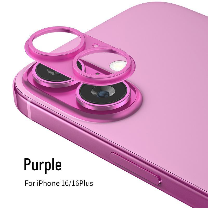 Compatible Apple iPhone 16 Pro Max Frosted Aluminum Lens Film Armor with Hollowed-Out Metal Sticker