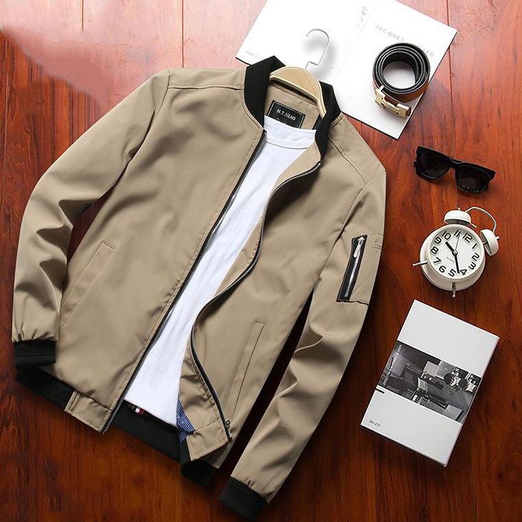 Men's Coat Thin Slim Fashion Casual Spring and Autumn Men's Top Solid Color Jacket Jacket