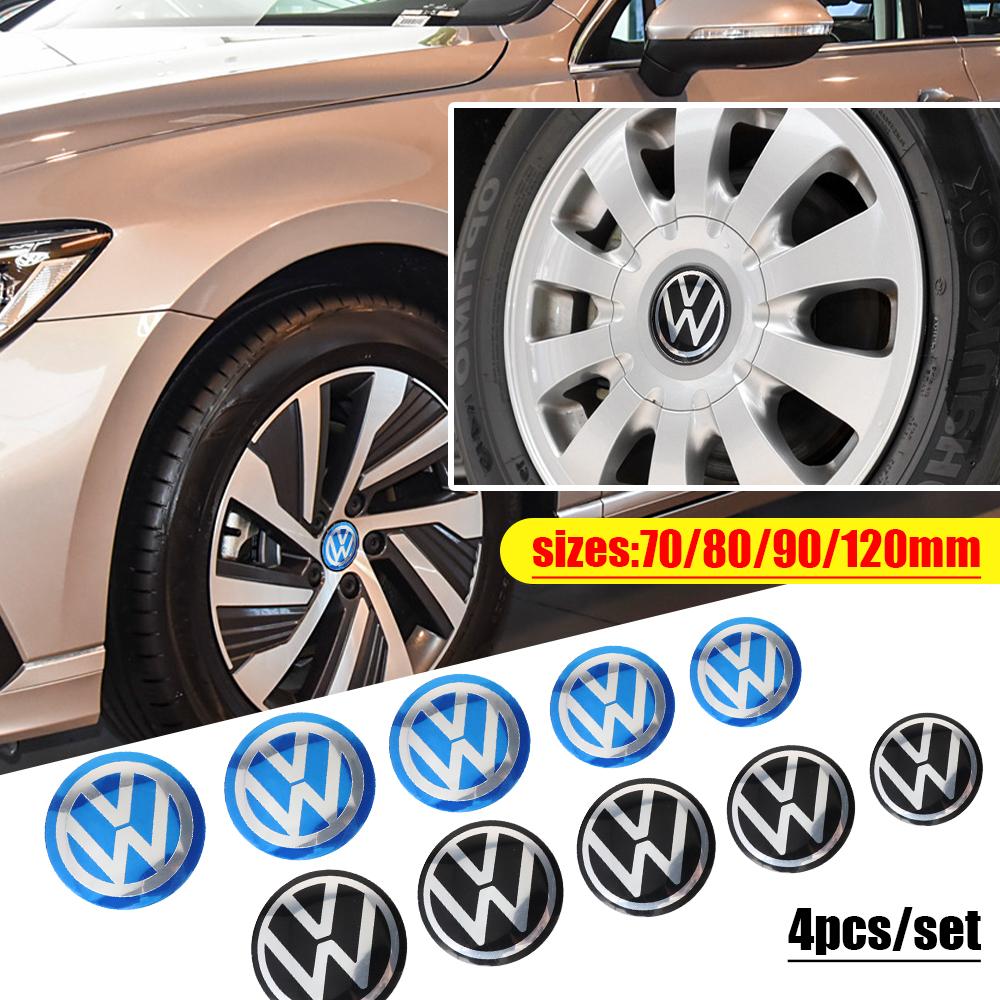 70/80/90/100/120mm 4pcs/set 3D Car Wheel Center Hub Caps Sticker Auto Cover for Volkswagen VW R GTI Lavida 4MOTION Rline Tiguan